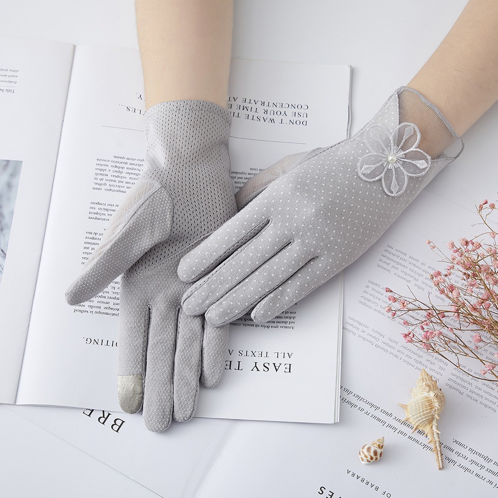 Guantes de protección solar para mujer nueva primavera y verano conducción estilo coreano encaje arco montar antideslizante guantes de pantalla táctil delgada