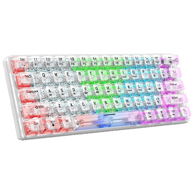 T68 teclado mecánico cableado transparente en caliente intercambiable personalizado juego de oficina luminoso mini transfronterizo