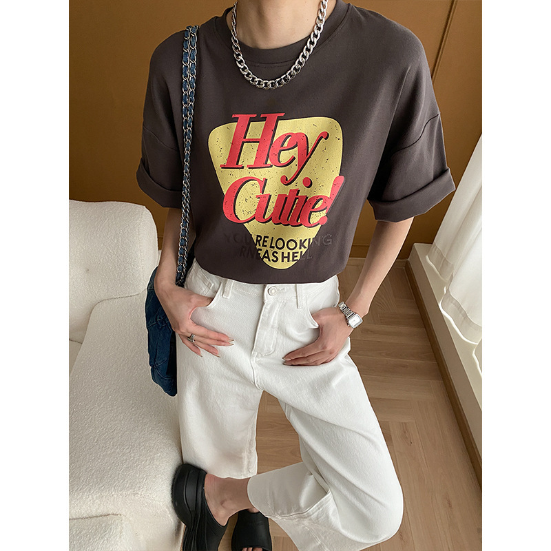 Sinan Niche Design American Creative Accent Letter Short-Sleeved Casual Loose Round Neck T-Shirt Sn5440