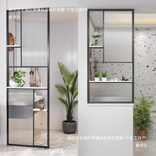 轻奢屏风隔断客厅钢化玻璃入户玄关装饰洗漱台不锈钢铁艺批发
