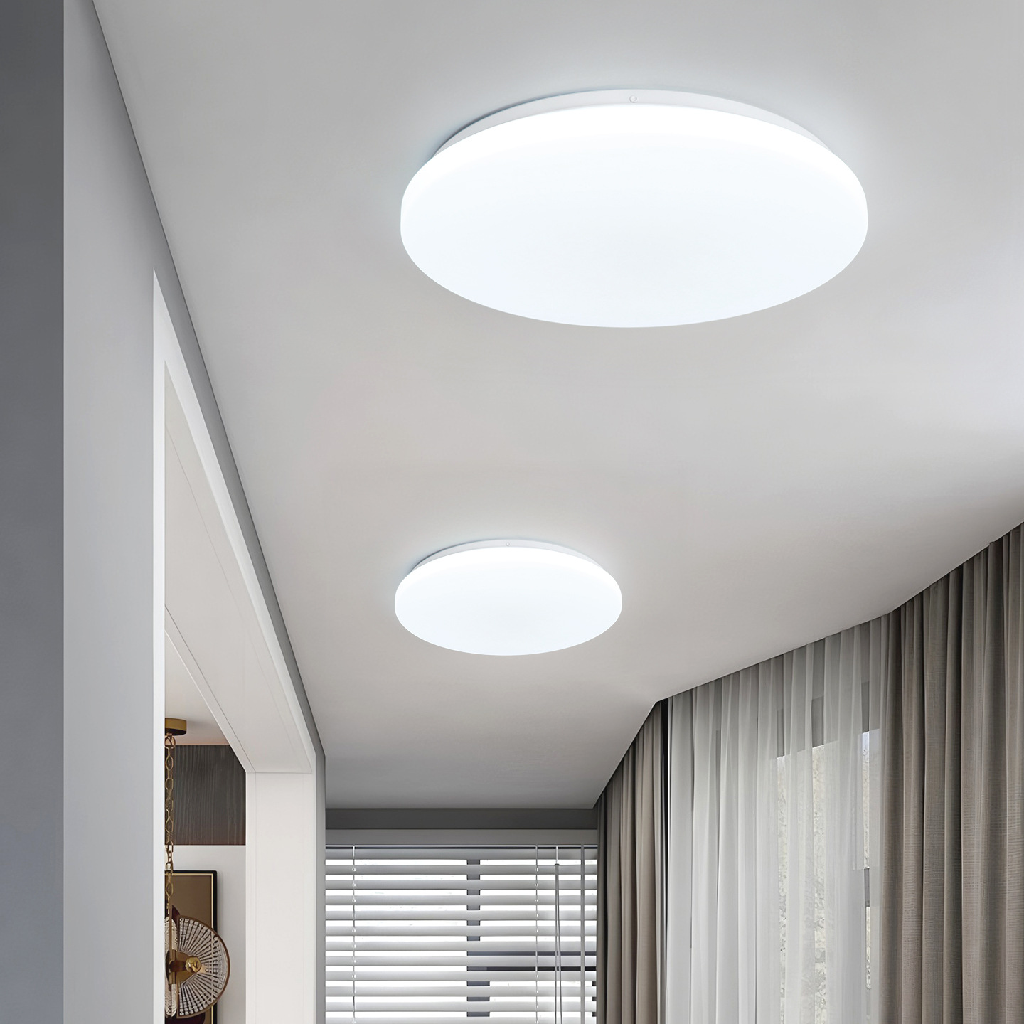 lámpara de estudio LED ultra-delgada blanca moderna y minimalista lámpara de dormitorio pasillo lámpara de balcón ingeniería lámpara de techo