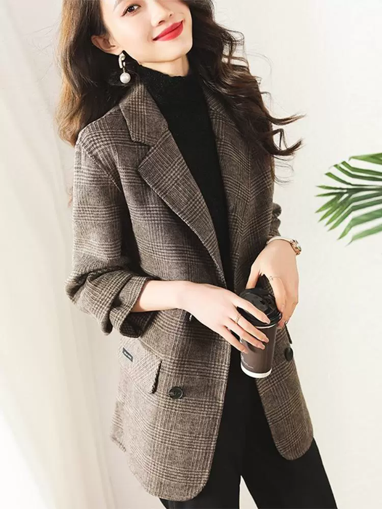 Костюм, весеннее шерстяное пальто, куртка для отдыха, приталенный, стиль Chanel