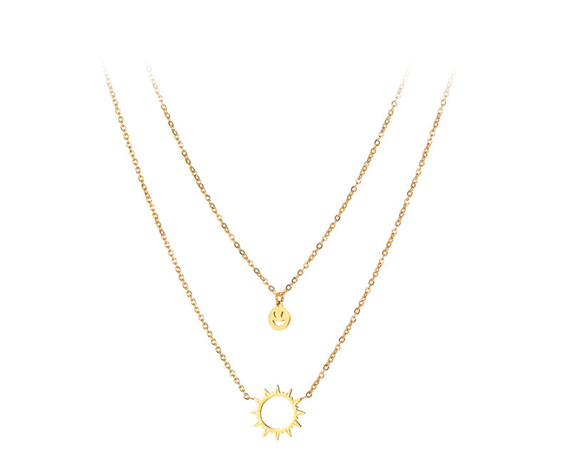 18K Real Gold Plated, Real Gold Plated Plating Material PVD Coated Real Gold Plated Geometric Titanium Steel Fashion Waterproof Non Tarnish Necklace