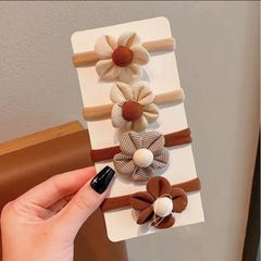 兒童可愛奶咖花朵蝴蝶結髮繩小女孩高馬尾發圈扎頭髮皮筋寶寶髮飾
