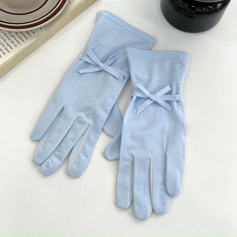 Pantalla táctil guantes de protección solar verano nuevo guantes de hielo anti-UV de cinco dedos para mujeres coreanas comercio exterior japonés al por mayor