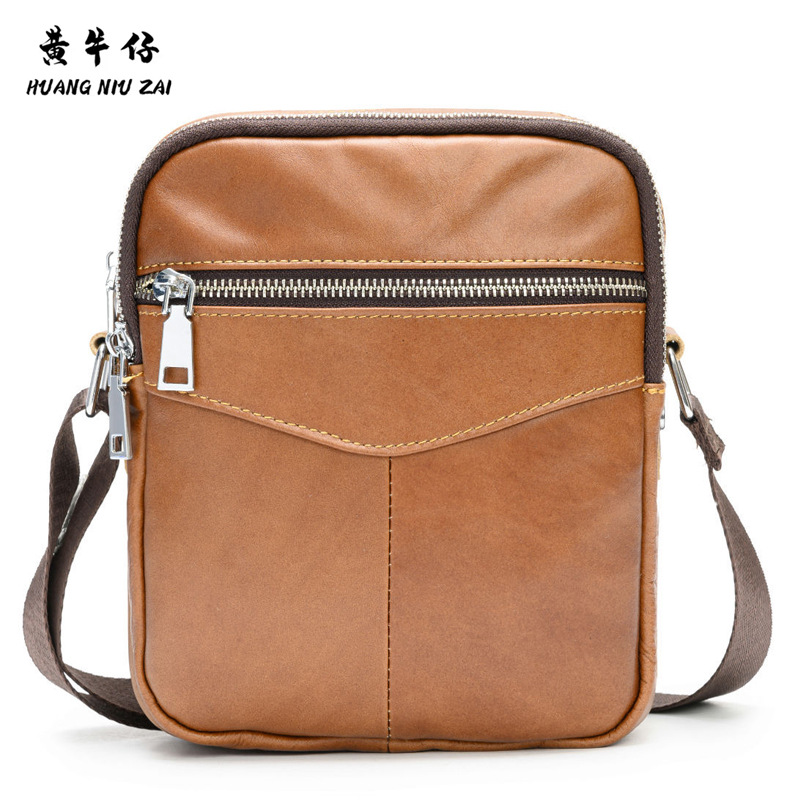 Men's Leather Bag, Top-Grade Calfskin, Durable, Casual Fashion, Multi-functional Crossbody Bag, Single-Shoulder Bag, Dropshipping One Piece