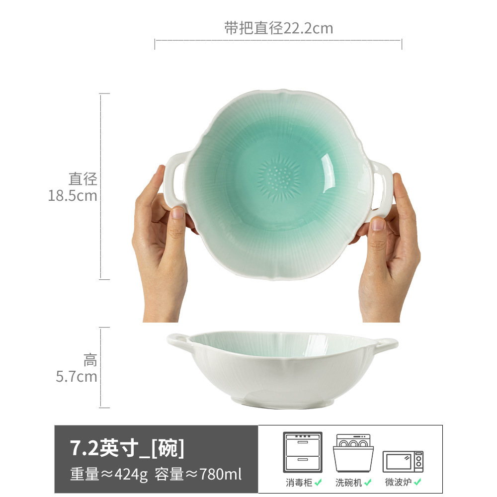 Tazón de orejas pellizcado a mano irregular, vajilla no caliente, tazón de cerámica, tazón de verduras caseras de color sólido simple, tazón de sopa, tazón de ensalada