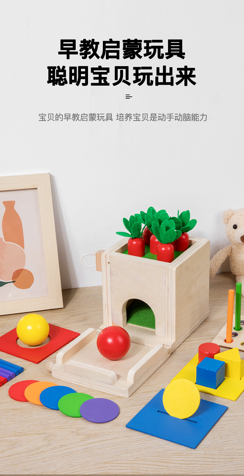 Çapraz Sınır Erken Eğitim Eğitici Montessori Ahşap Dört-İn-One Beş-İn-One Madeni Para Kutusu Çok Fonksiyonlu Havuç Çekme Hedef Kutusu Oyuncak