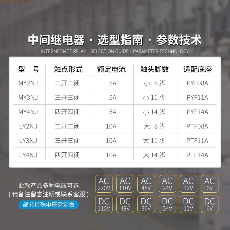 Малое промежуточное реле Yuanhuang серебристая контактная точка my2nj/my4nj/my3nj/ly2nj/ly3nj/ly4nj