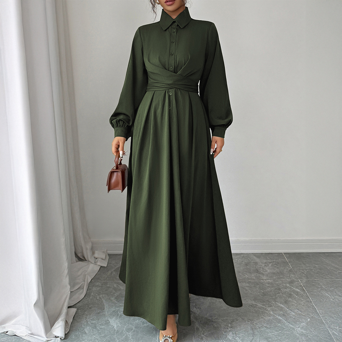 Women's Elegant Long-Sleeve Maxi Dress