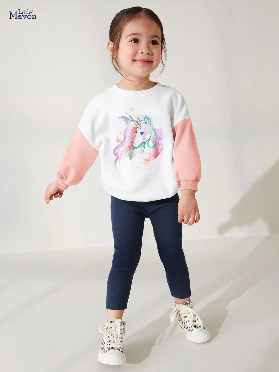 Little maven European and American fashion long sleeve girls' sweater suit cute casual autumn cartoon children's suit