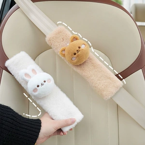 Blue Rain car seat belt shoulder pads, featuring cute cartoon designs, are soft and provide protection against chafing. They are also available as winter plush bear and rabbit car seat belt shoulder p