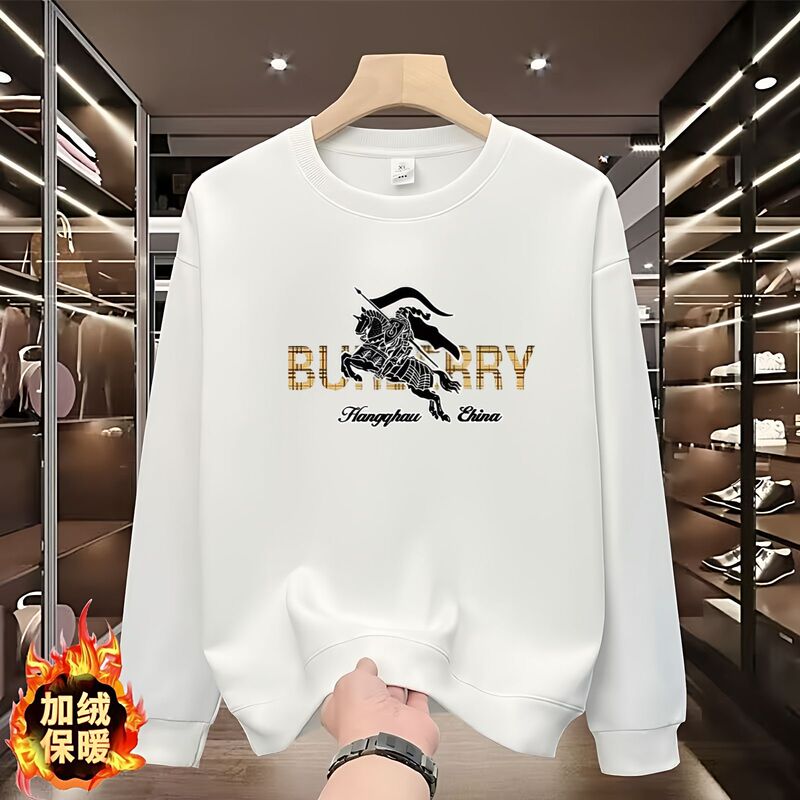 Big Brand Export Discount Clearance Sweatshirt for Men, Autumn and Winter Round Neck Fleece-Lined Long-Sleeve Casual Warm Sweatshirt for Men
