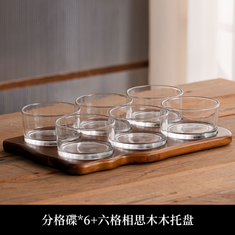 Plato de frutas de madera de amor chino Plato de bocadillos Dim Sum Nueces Frutas Plato dividido con tapa de madera al por mayor