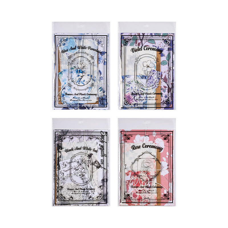 Flor regalo carta serie material pintado a mano bolsa vintage diario pegatinas traje DIY diario decoración base papelería pegatinas