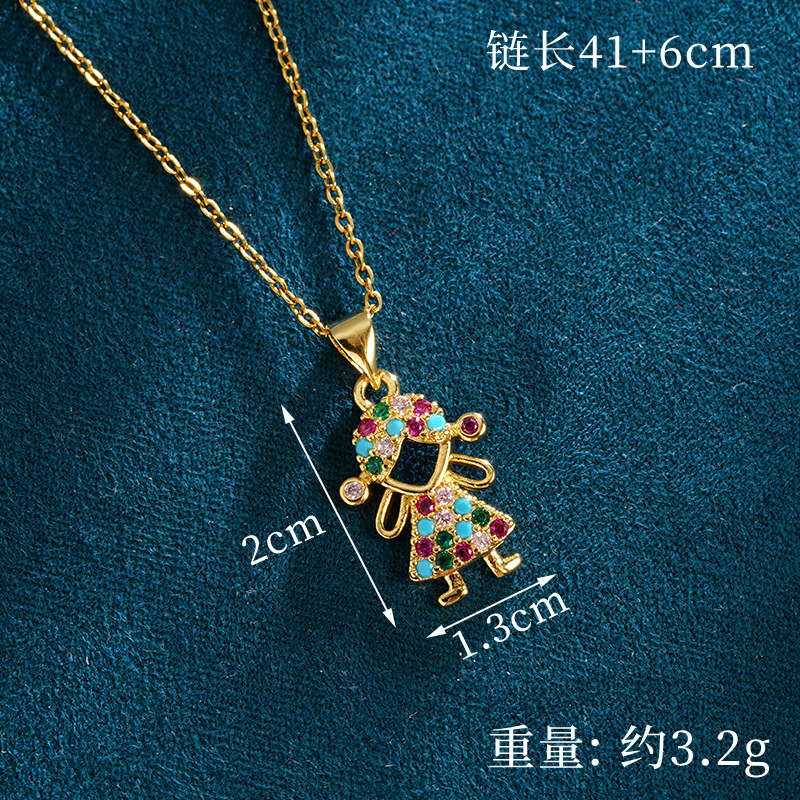 Collar de oro de arena vietnamita, temperamento de moda, diamantes huecos, pendientes de niña feliz, lujo ligero para mujer, joyería de alta gama