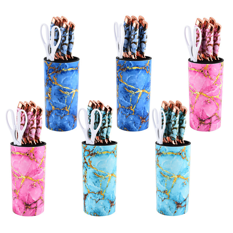 Nuevo estilo de utensilios de cocina, cuchillo de cocina multifuncional, cuchillo de fruta, cuchillo de pan, juego de soporte de cuchillo de barril redondo