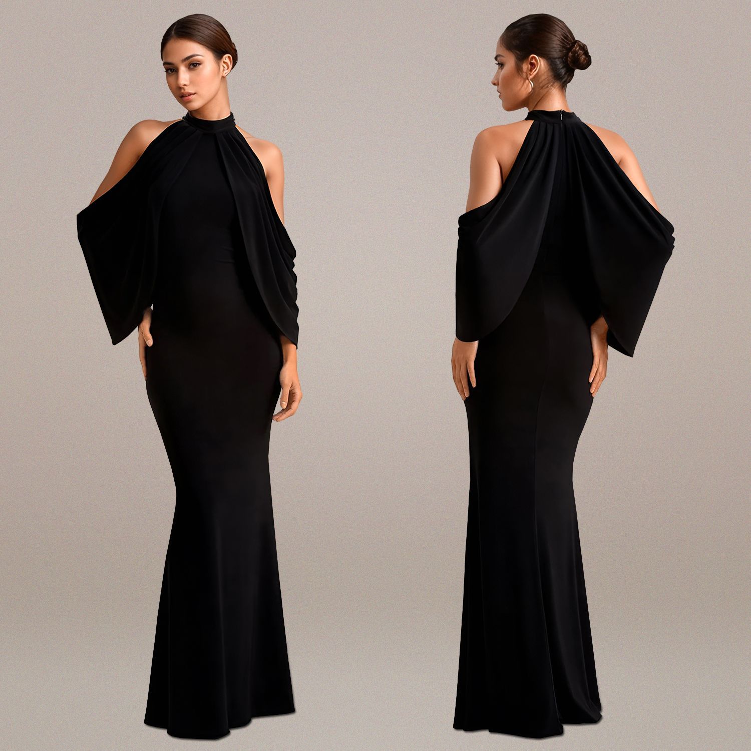 C7276 Aliexpress transfronterizo Amazon Europa y América moda femenina delgada elegante vestido de brazo con mangas de hombro nuevas