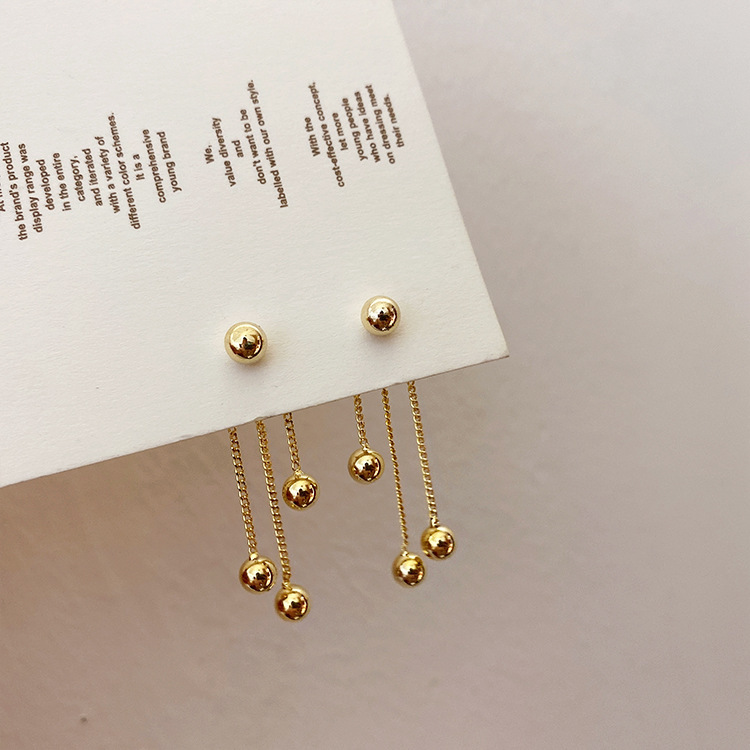 1 Pair Simple Style Solid Color Plating Copper Gold Plated Drop Earrings display picture 4