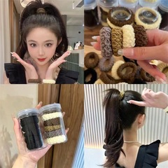 新款加粗高彈力罐裝頭繩高馬尾丸子綁頭髮盤發無接縫寬皮筋髮飾女