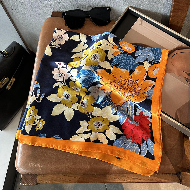 Bufandas de seda para mujeres 2025 primavera y otoño moda versátil temperamento minimalista 65cm bufandas de seda simuladas bufandas delgadas bufandas