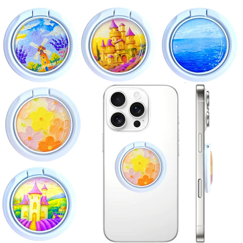 Кронштейн мобильного телефона пряжка кольца летняя цветочная морская металлическая ультратонкая настольная ленивая игра 360 вращающаяся универсальная наклейка