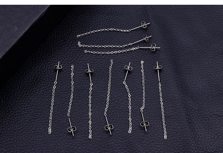 304 Stainless Steel Ear Needle Material 1 Pair Simple Style Solid Color Chain 304 Stainless Steel Drop Earrings