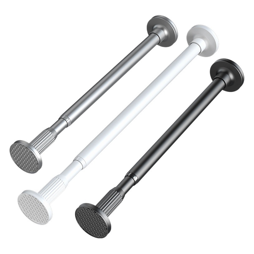 Amazon Venta caliente baño Barra telescópica barra de cortina Punch-libre balcón ropa secado barra baño ducha cortina barra puntal