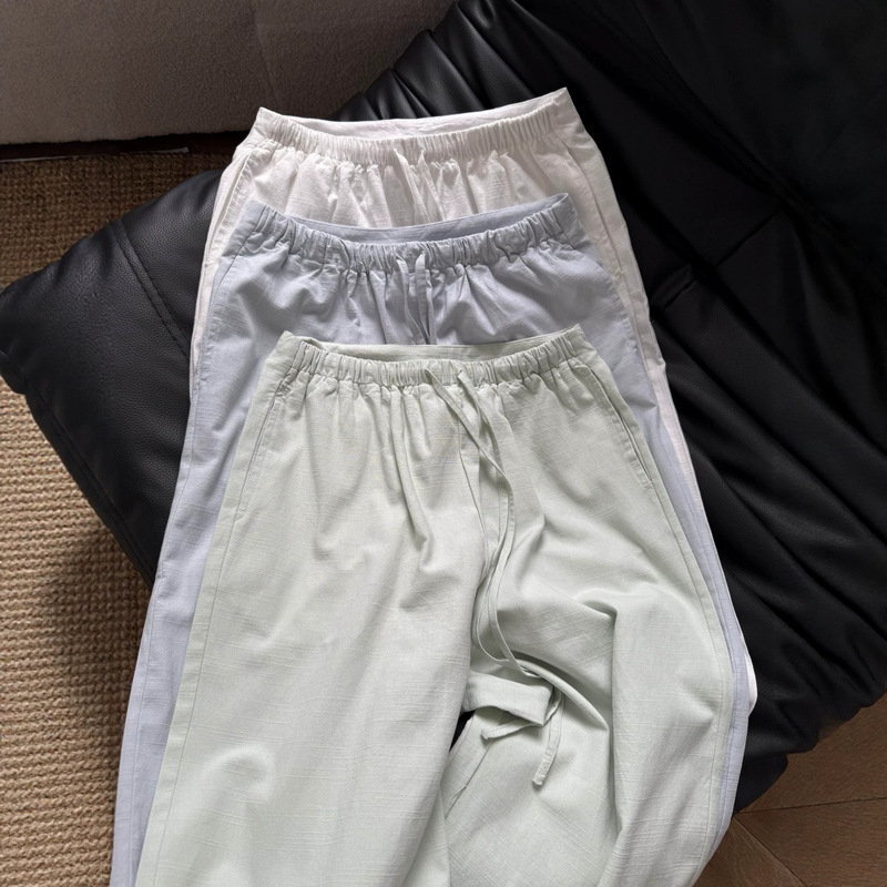 Beautiful White Wide-Leg Pants for Women in Summer, Thin Style, Trendy This Year, Straight-Leg Casual Sports Pants