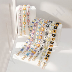 跨境波西米亞風純棉小清新花朵手機鏈長款斜挎包包鏈條手機掛繩