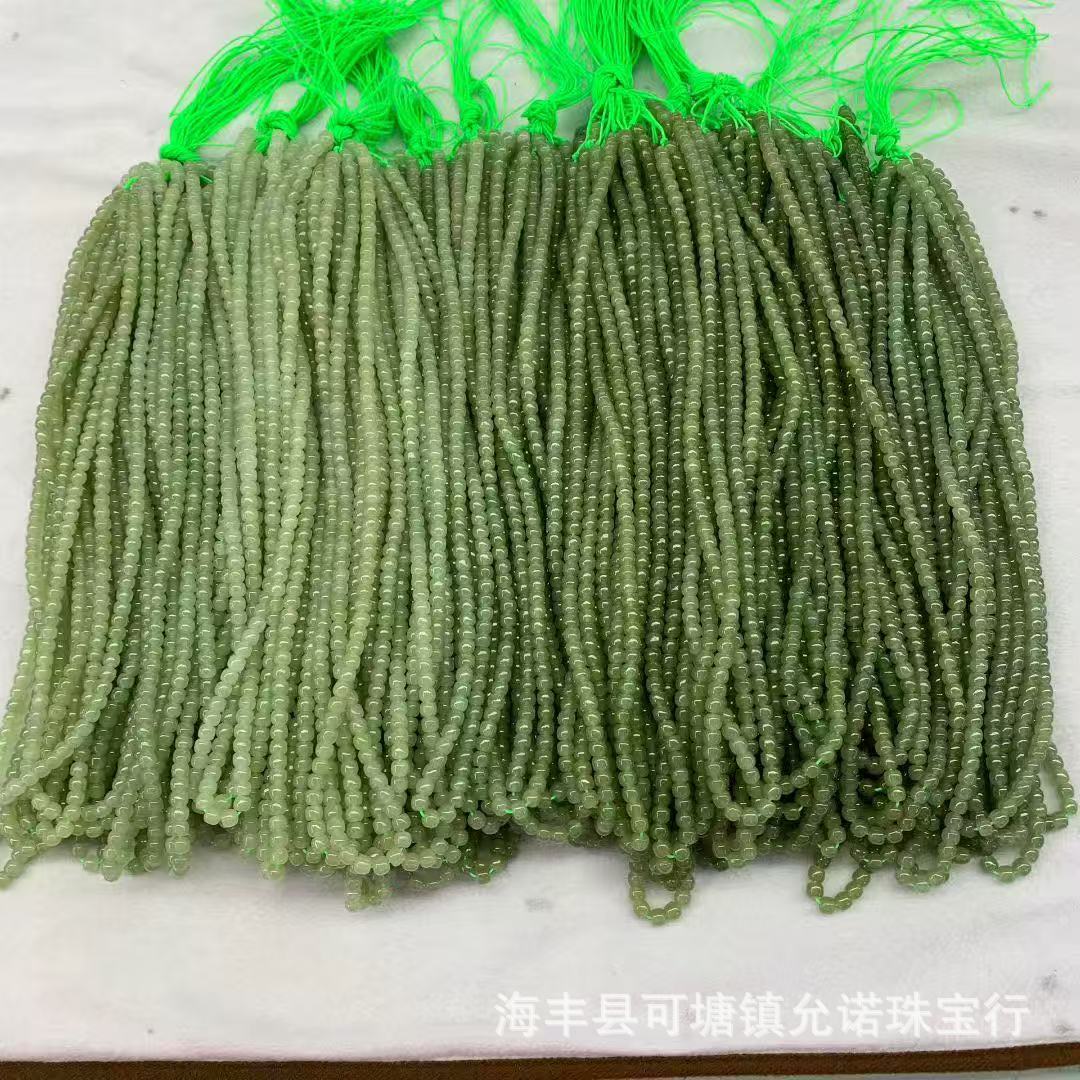 跑量批发 青海料和田玉约5×6m老型佛珠 晴水色可DIY手串项链配饰