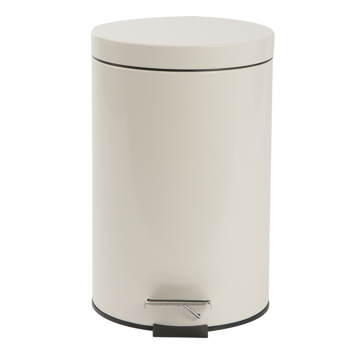 Bote de basura abatible redondo beige transfronterizo Cocina doméstica Pedalear con tapa Cubo de limpieza silencioso