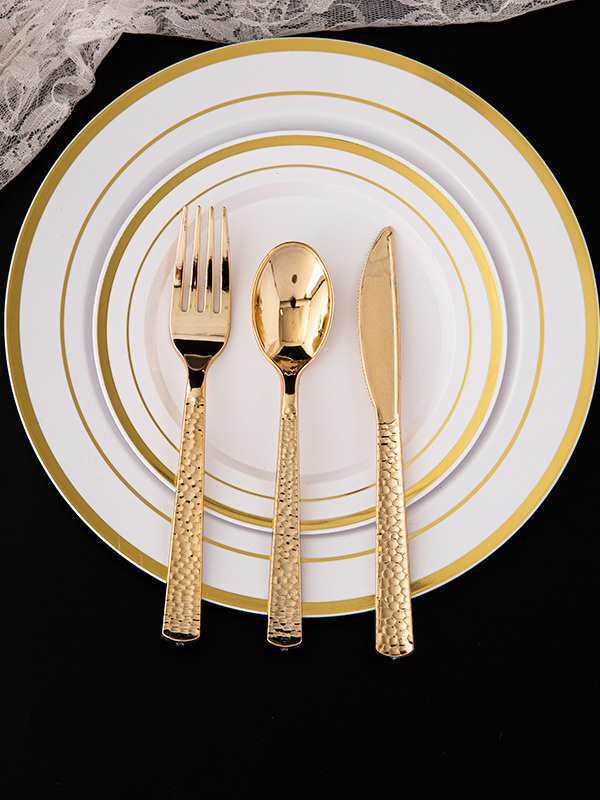 Disposable Plate Thickeneded Household Plastic Dinner Plate Western Dinner Plate Tableware Birthday Party Wedding Buffet Barbecue Tea Break