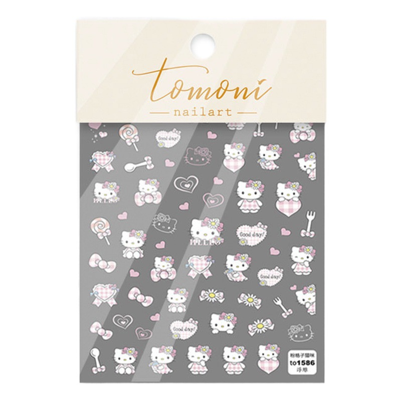 Tomoni estilo japonés pegatinas de uñas en relieve de dibujos animados esponja bebé oso lindo graffiti pastel estrella dinosaurio KT gato