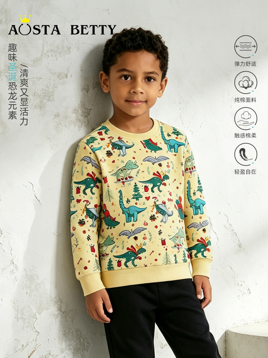 26 sudaderas de otoño para niños, estilo europeo y americano, modernas sudaderas navideñas de manga larga para niños, sudaderas de algodón tejido.