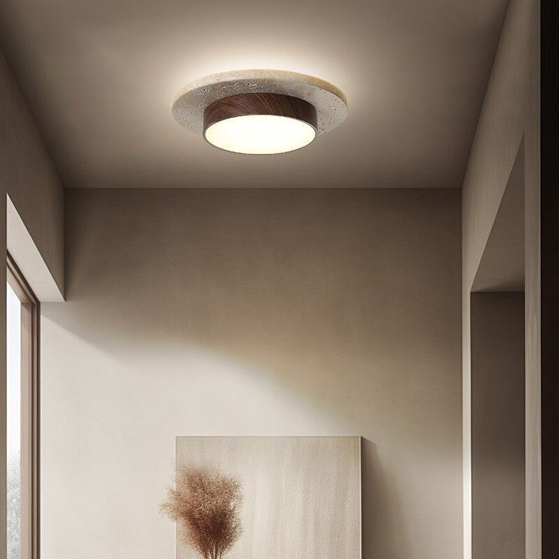New Vintage-Style Led Entryway Foyer Light, Corridor Light, Retro Walnut Wood Grain Balcony Light, Entrance Lighting Fixture
