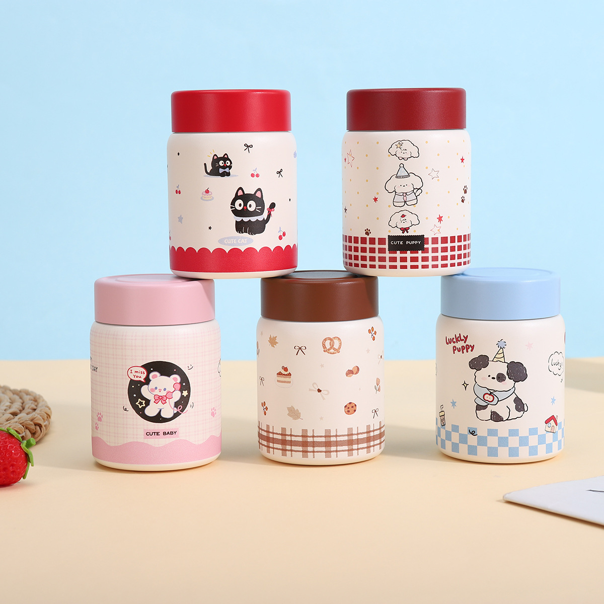 Gourde thermos en acier inoxydable mignonne compacte portable_voghion.com