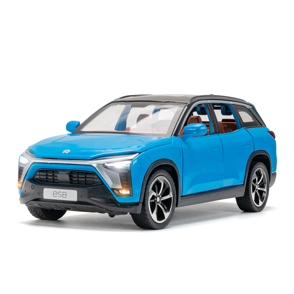 （開窗盒）仿真1比24蔚來ES8合金新能源汽車模型擺件帶聲光玩具