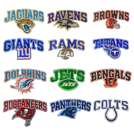 NFL Team Logo Glitter Embroidered Patch Applique for Clothing Bags DIY Decoratio