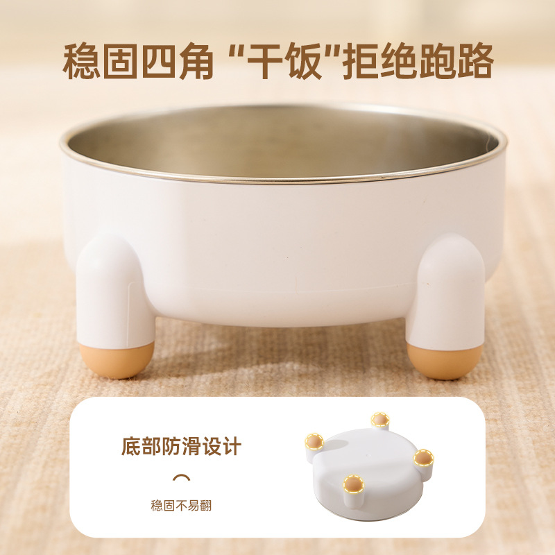 Tazón para perros de acero inoxidable para mascotas Tazón de comida antideslizante de cuatro patas Tazón para mascotas anti-volcado Sin mentón negro Tazón para gatos de patas altas Spot