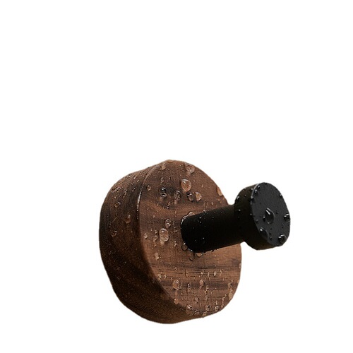 Walnut black door back hook bathroom towel rack creative coat hook Nordic bathroom coat hook no punching solid wood