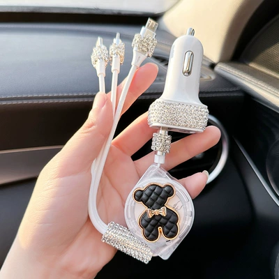 Cigarette Lighter Light Luxury Car: Mobil şarj cihazları - black-bear-charging-cable-car-charger