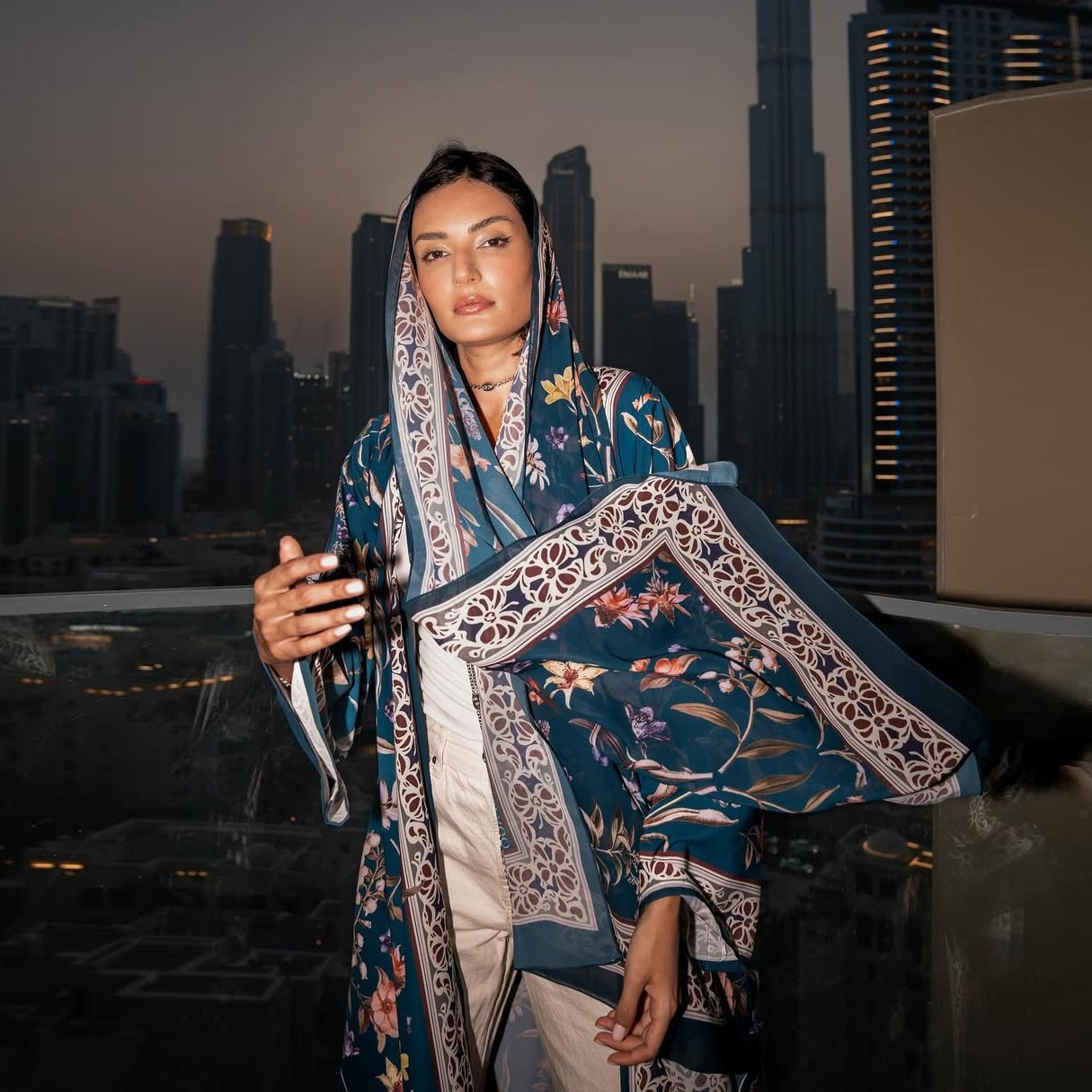 Cross-border Women's Fashion Printed Muslim Cardigan Robe, Middle Eastern Arab Dubai Outfit With Headscarf, Loose Fit_ecoleips.com