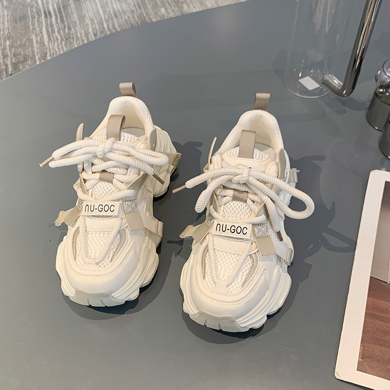 メッシュ通気性のある女性用厚底ダッドシューズ2025春夏新作多用途人気の小柄な人向けの身長を伸ばすスポーツシューズ|undefined