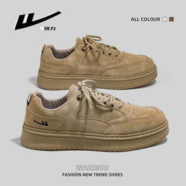 回力透气秋季板鞋新款通勤百搭男鞋显高显瘦厚底鞋纯色简约休闲鞋