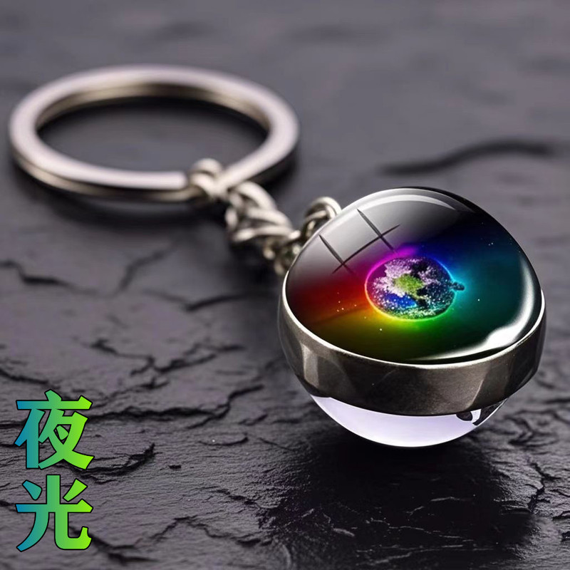 Space-Themed Keychain Set with Earth, Moon, Milky Way, and Nine Planets Pendants, Creative Small Accessories Directly from the Manufacturer