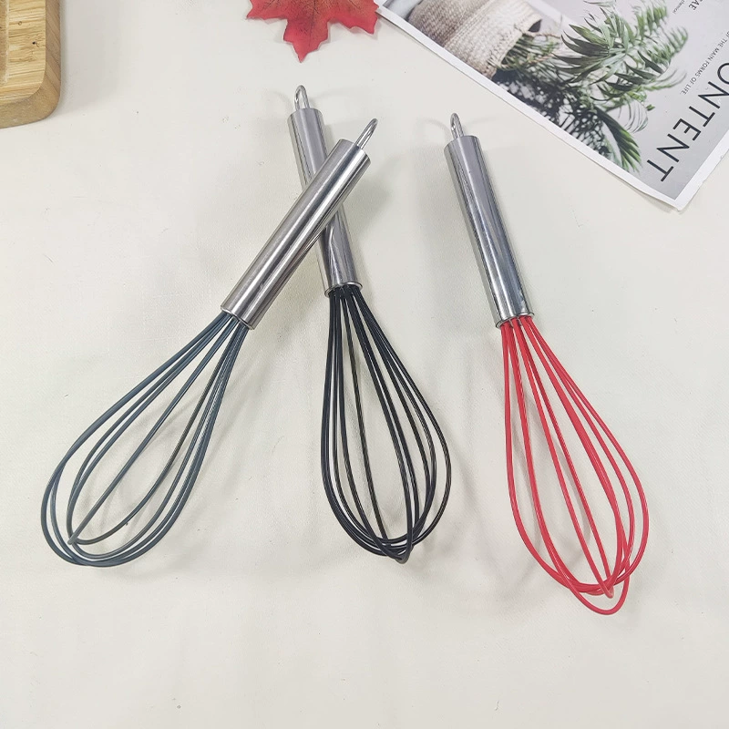 手动不锈钢柄硅胶打蛋器蛋糕奶油打发器手持搅拌器烘焙工具手摇