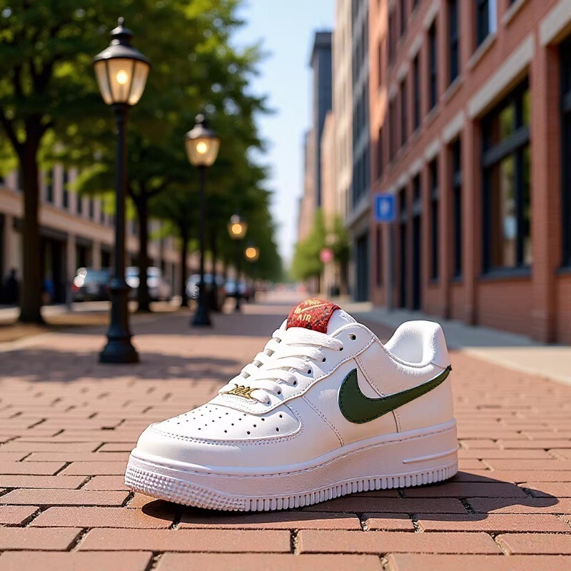 [Special Clearance] Classic Af1 Air Force One Men's and Women's White and Green Sneakers 2026 New Spring Couple Shoes