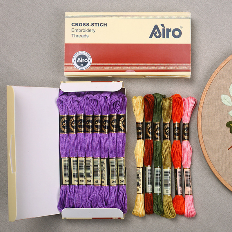 24 팩 8 m 자수 실 447 색 폴리 에스테르 면사 자수 실 DIY 수제 액세서리 깔창 자수 실 크로스 스티치 실