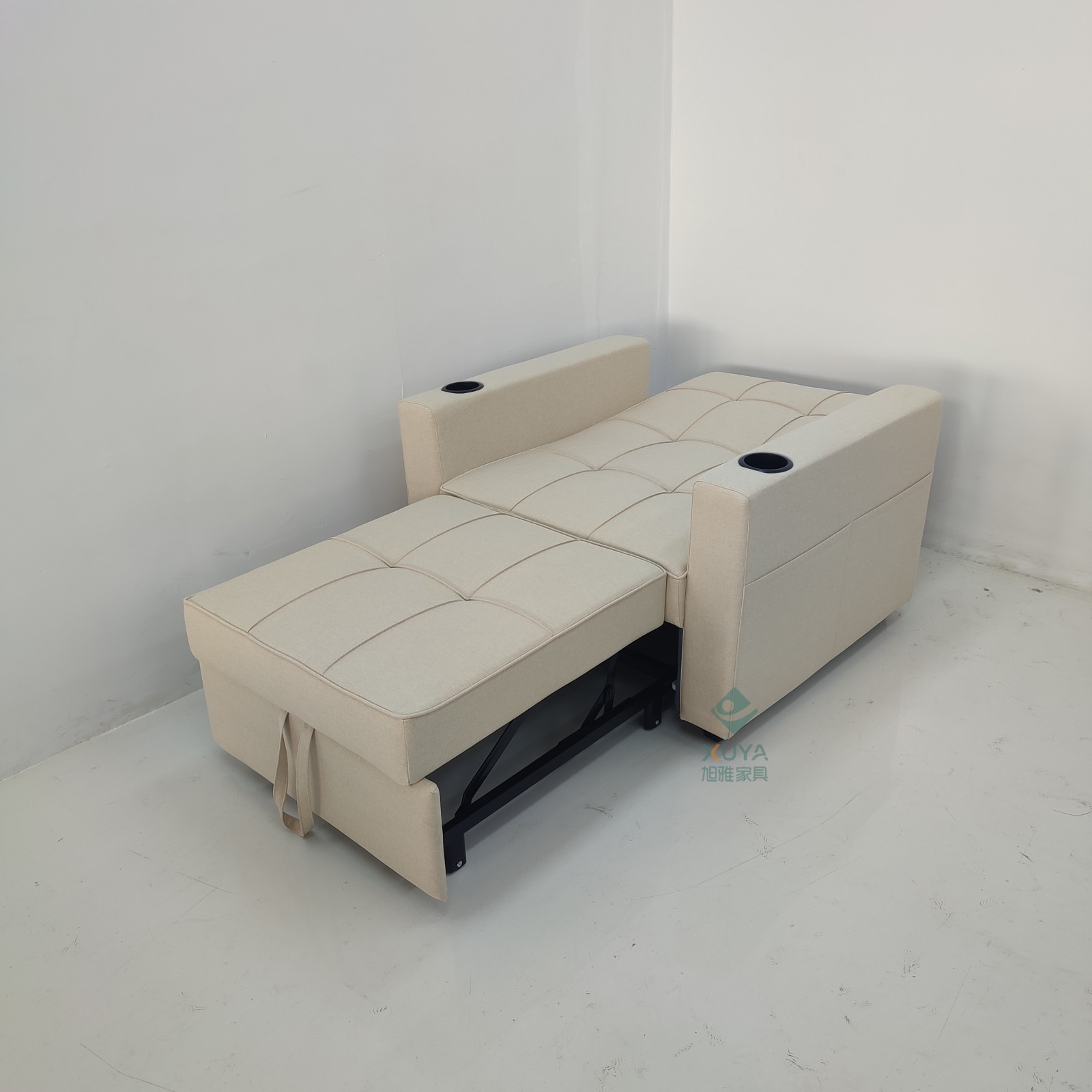 Sofá cama de cuero multifuncional para una persona, sala de estar, oficina, almuerzo, artefacto mágico con portatazas, sofá cama de cine privado